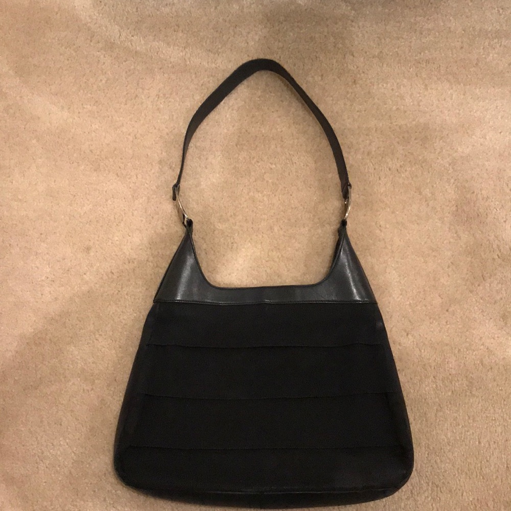 Vintage Salvatore Ferragamo Black canvas Leather